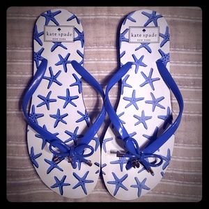 Kate Spade Blue Starfish Flip Flops, Size 9-10